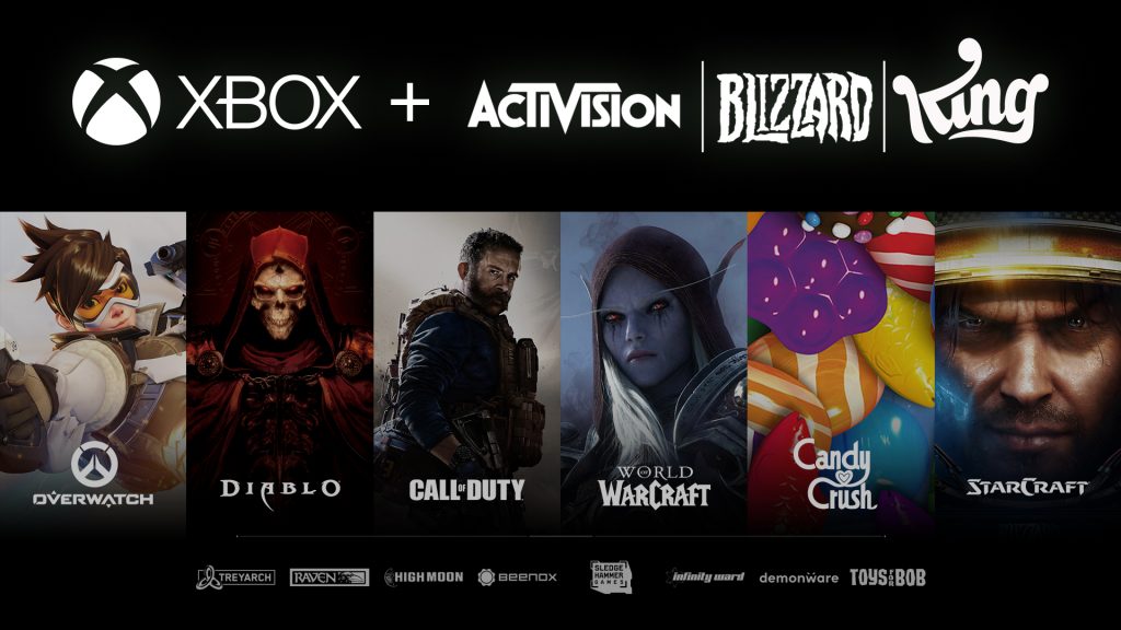 Hero depicting the family of games that Microsoft would own once Xbox is combined with Activision, Blizzard and King.