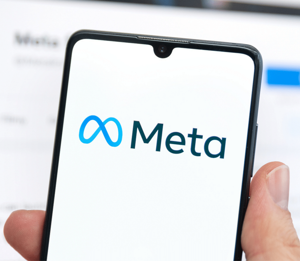 meta logo on phone and website