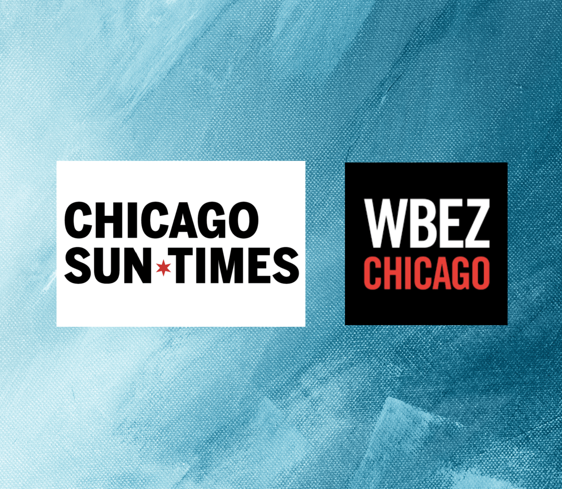 Chicago Sun-Times logo and Chicago NPR station WBEZ's logo, signifying the merger of the two companies