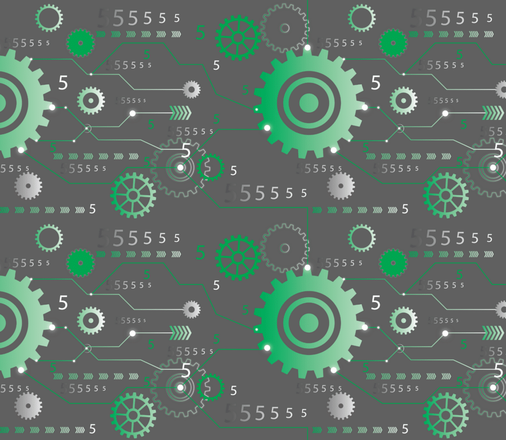 Fives on green gear background