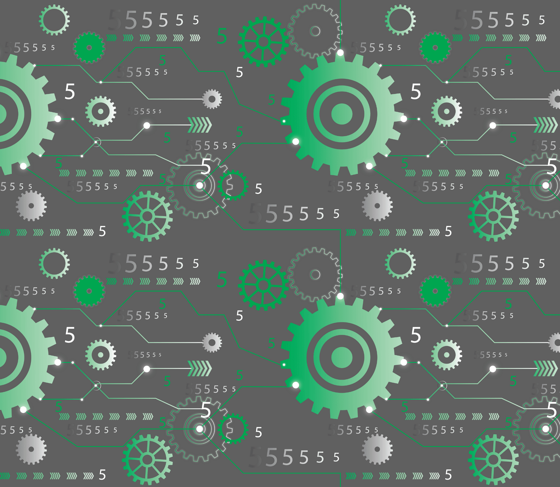 Fives on green gear background