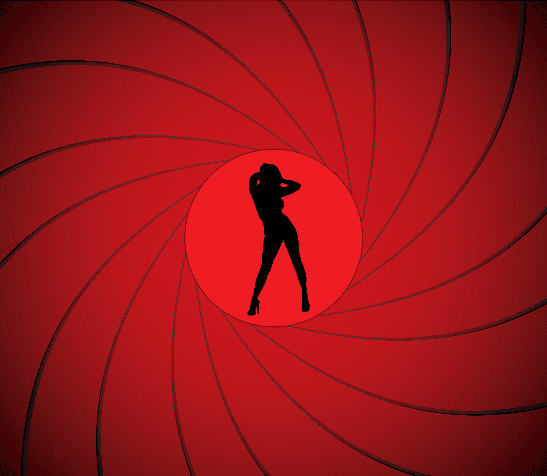 James Bond image simulating the barrel of a gun on a red background