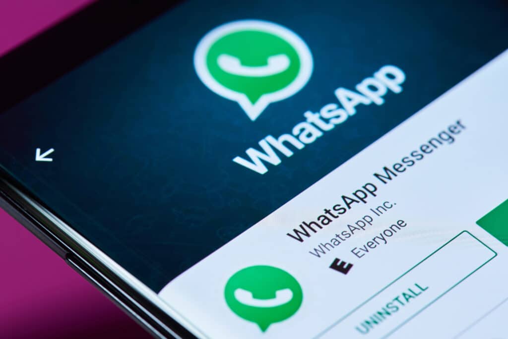 Whatsapp messenger application on android smartphone screen