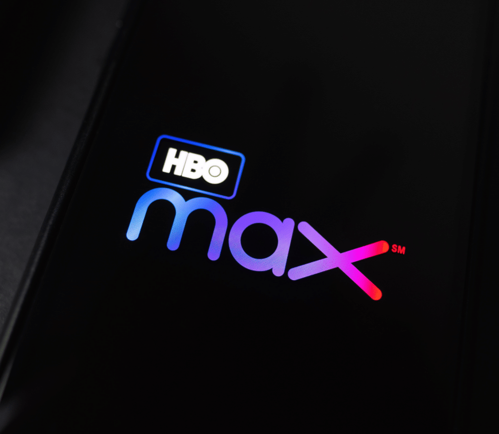 HBO Max logo on smartphone on black background