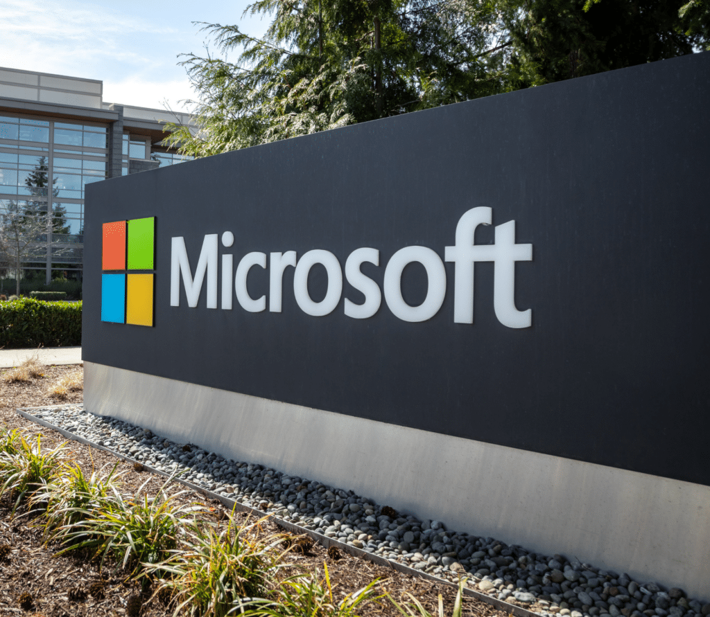 Microsoft gateway sign at Redmond, Washington headquarters