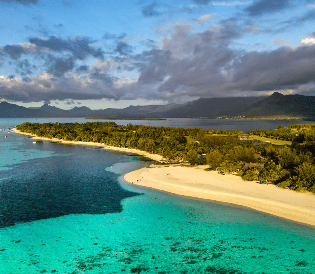 Exotic scene of a beach an island