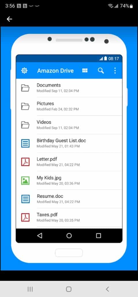Screenshot of Amazon Drive for Android
