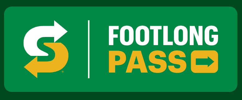 Subway Footlong Pass logo on green background