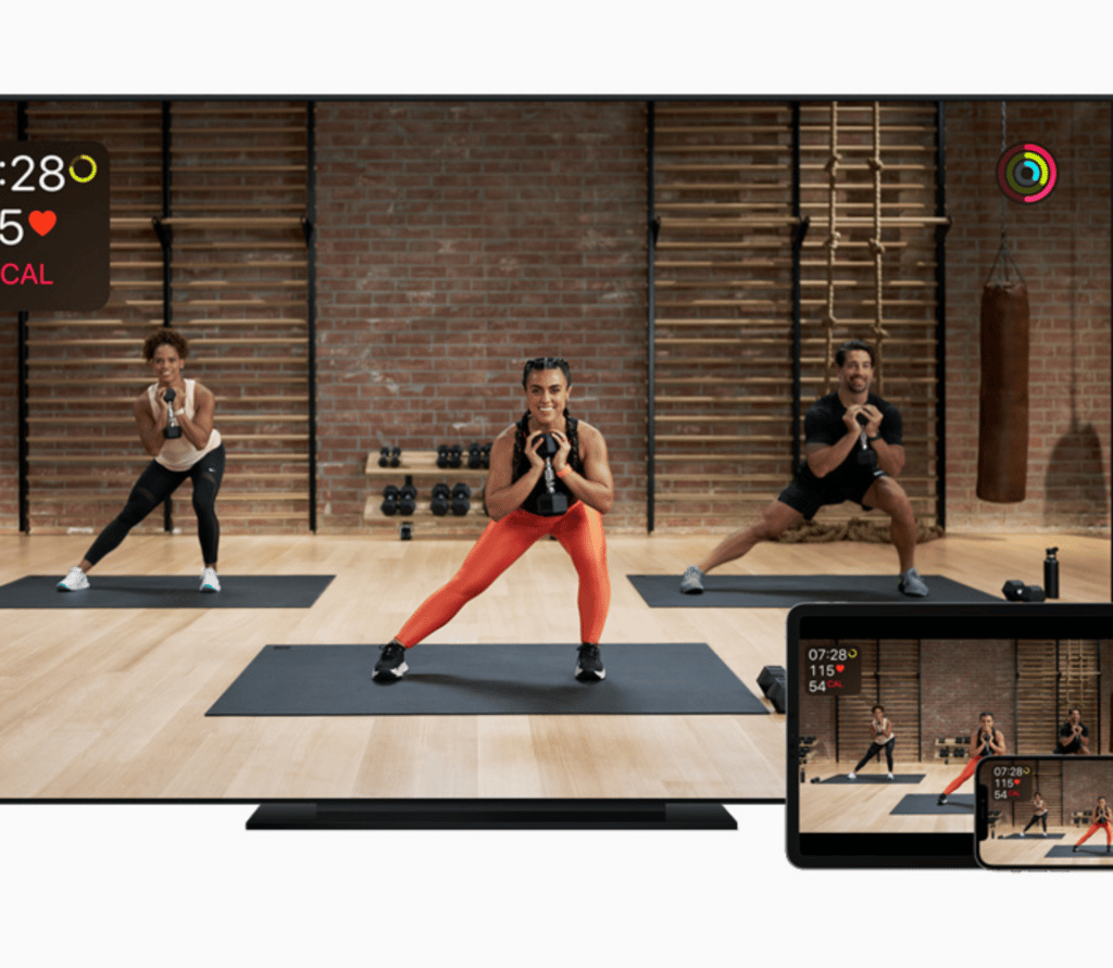 Tablet screenshot of yoga class in Apple Fitness+ app