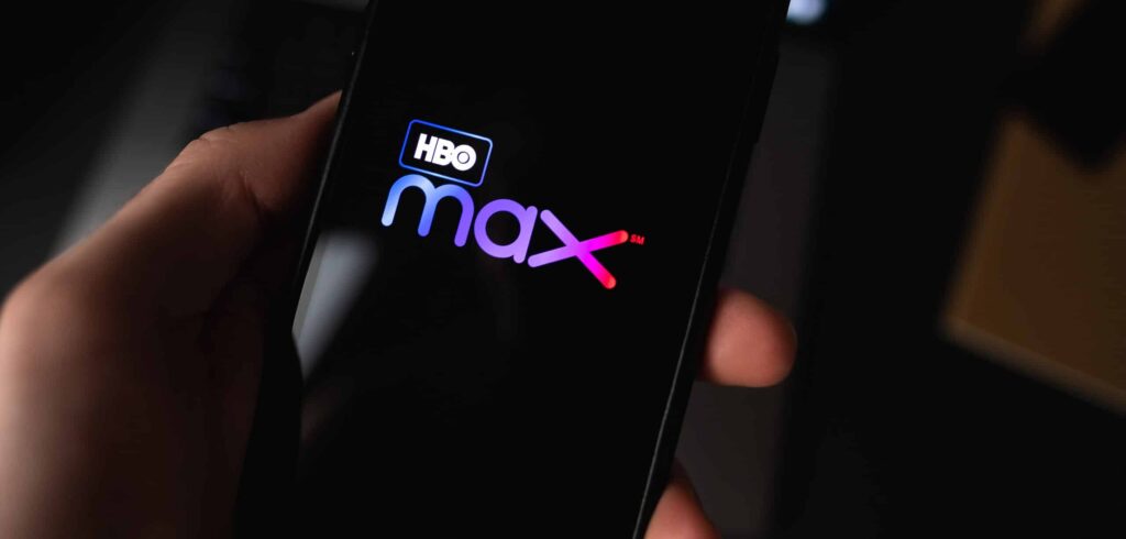 HBO max logo on smartphone screen.