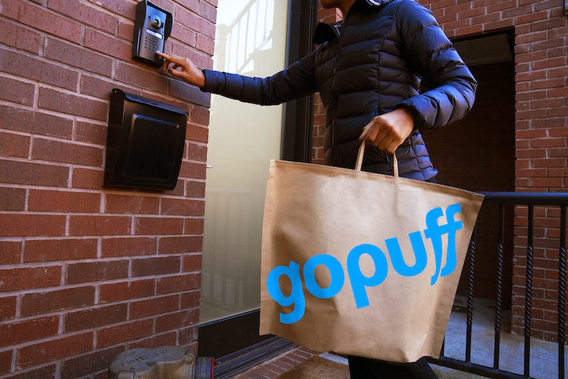 GoPuff delivery person rings doorbell