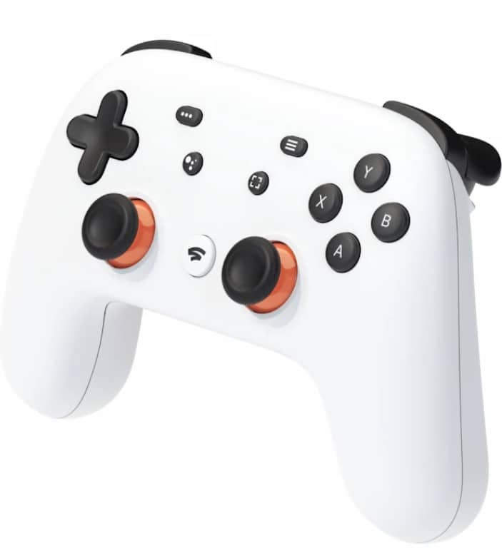 Google Stadia controller shown in white