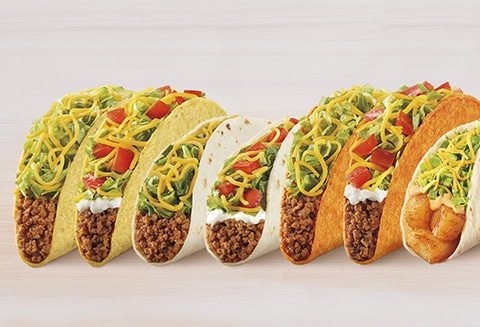 Seven tacos available through the Taco Lover's Pass subscription program