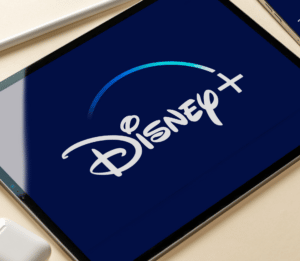 Disney+ logo displayed on a tablet