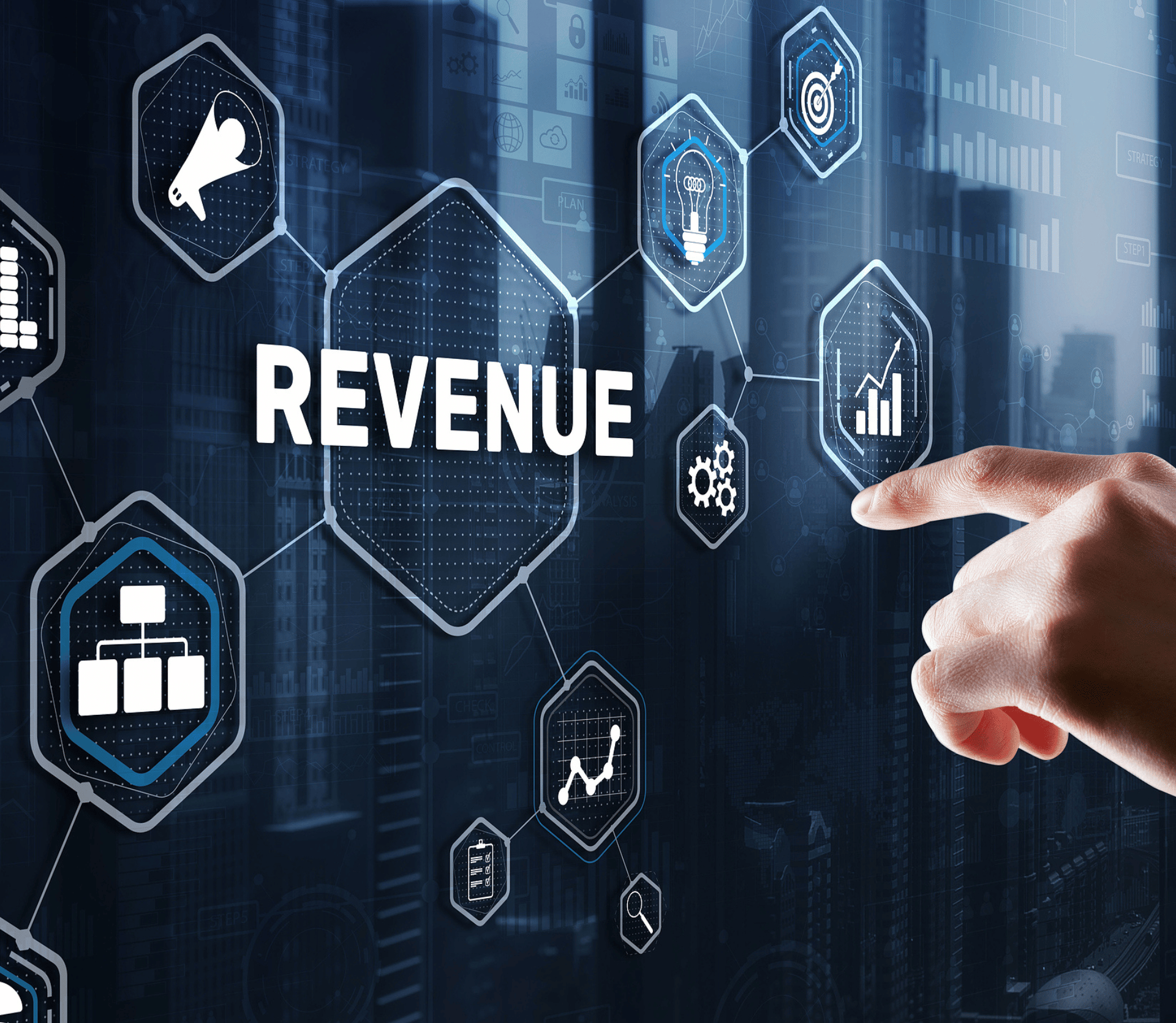 Revenue. Raising income concept. The businessman plans to increase his revenue