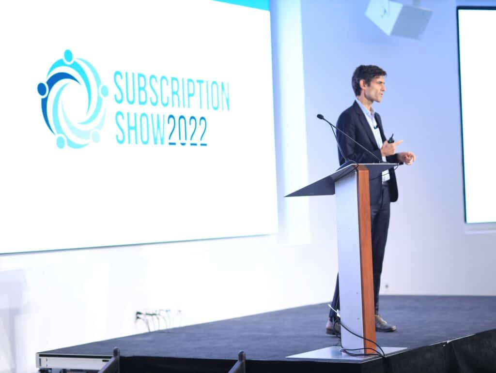 Grand keynote speaker Nicholas Thompson, CEO of The Atlantic, kicks off Subscription Show 2022.