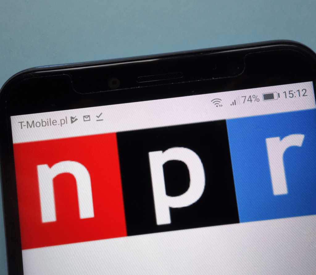 National Public Radio (npr) logo displayed on smartphone