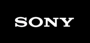 White Sony Logo Text on Black Background