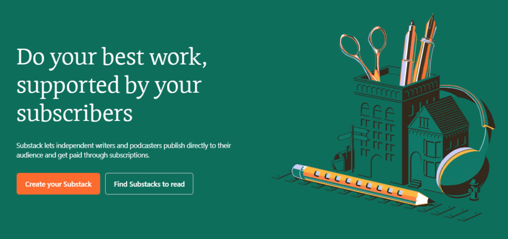 Screenshot of a portion of Substack's home page.