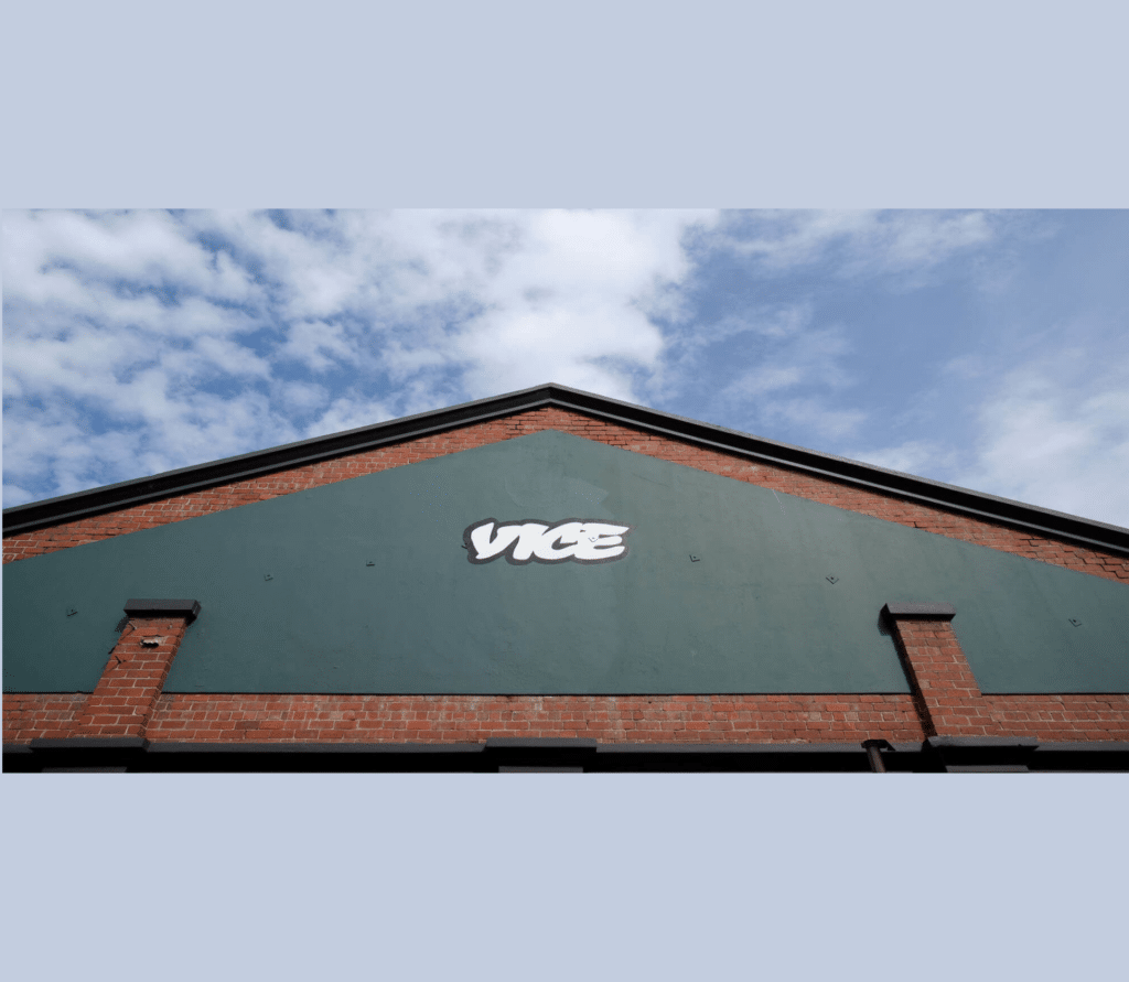 VICE logo displayed on the top wall of a building