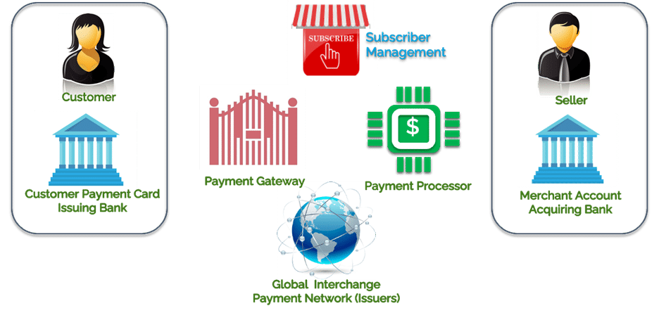 The recurring payment processing ecosystem including interchange fees