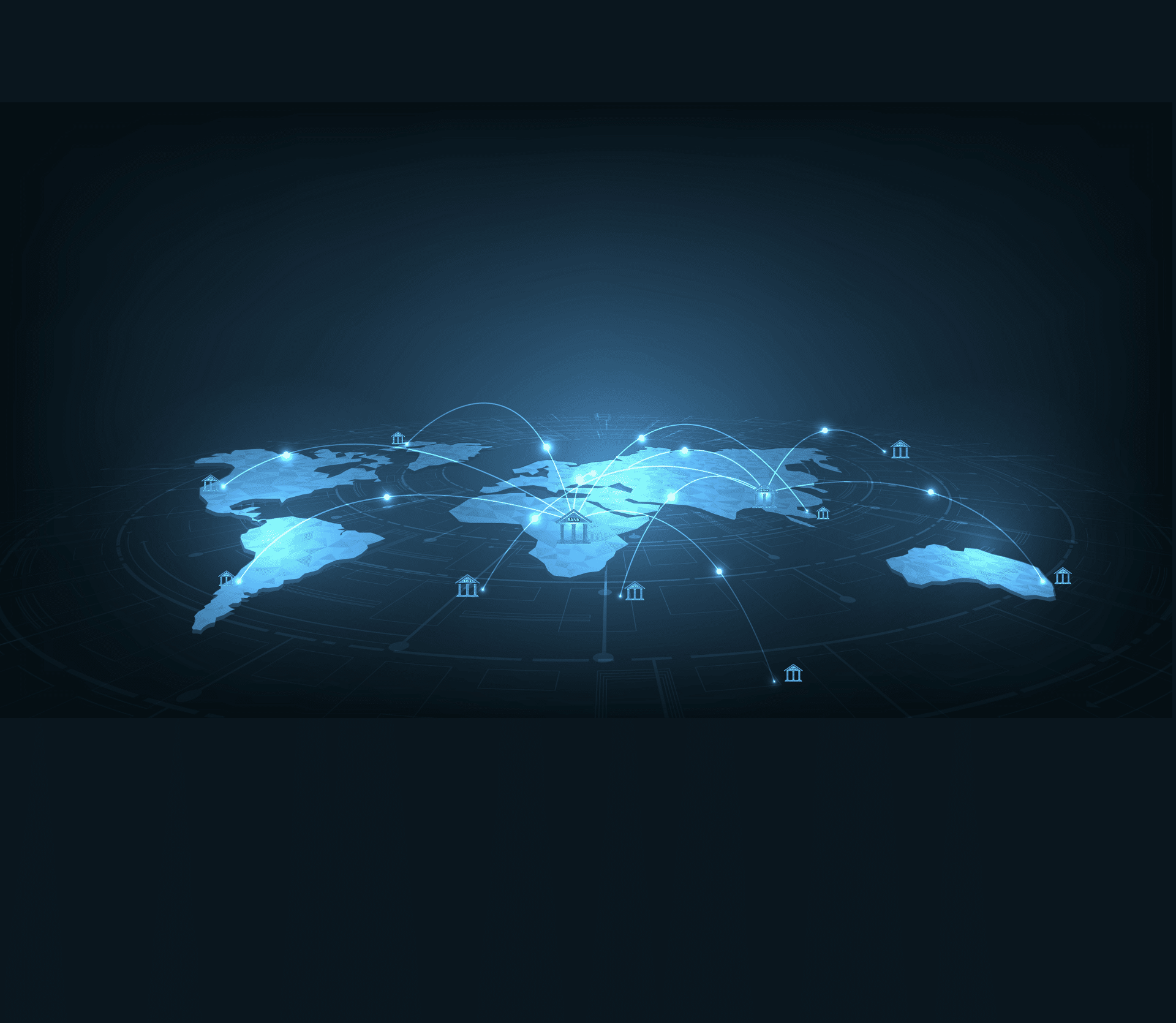 Transactions between banks. International payment system. Financial information exchange, swift. Currency exchange money transfer concept.