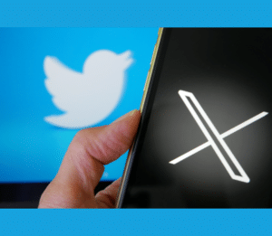 Twitter logo next to the new X logo