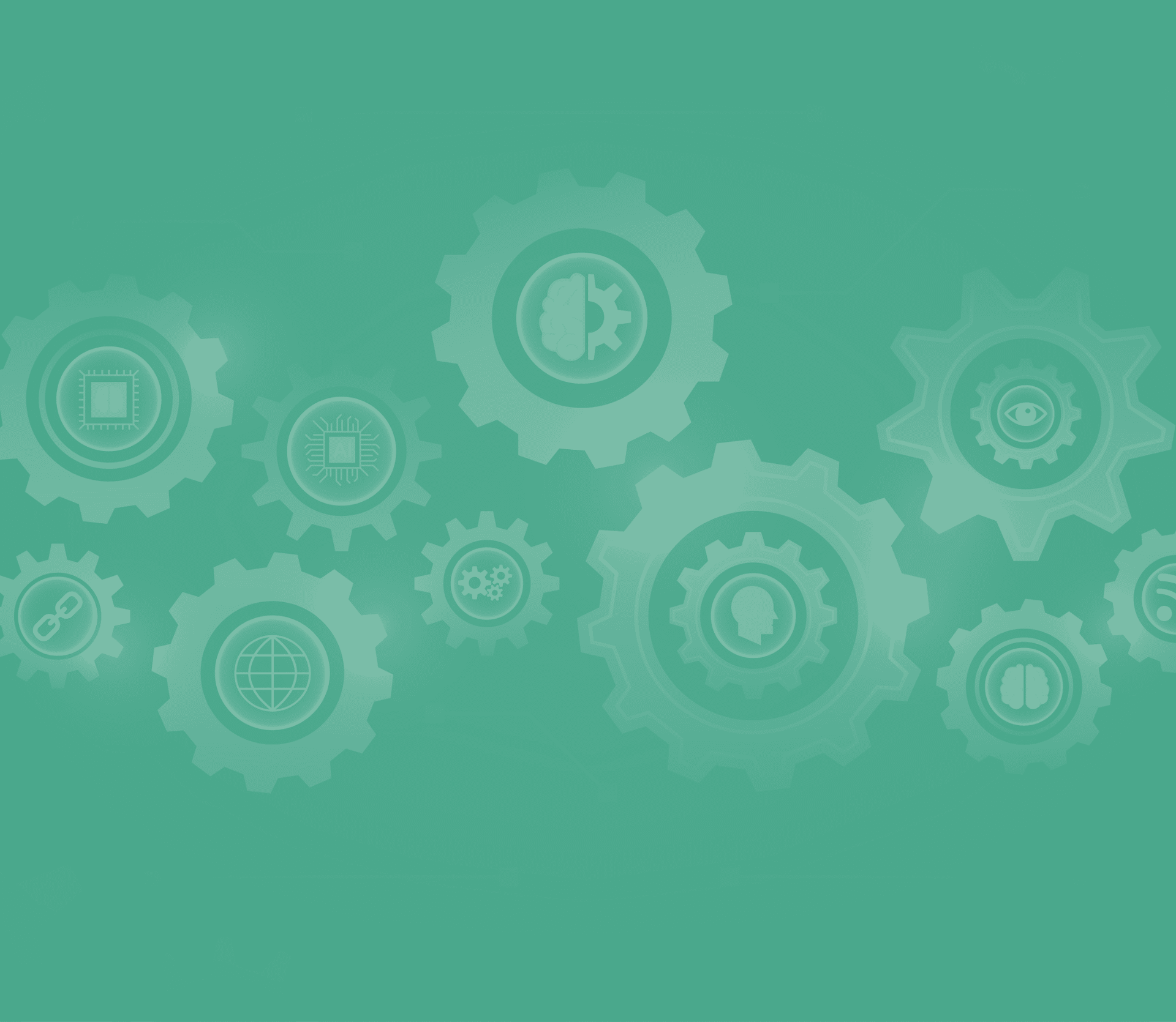 Interlocking gears on a green background