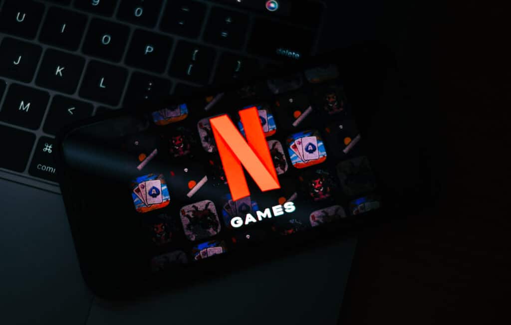 Netflix games logo showed on a smartphone