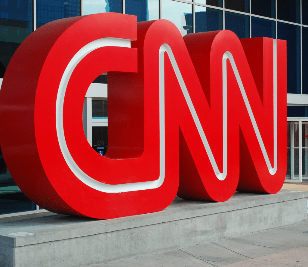 CNN logo in front of a building