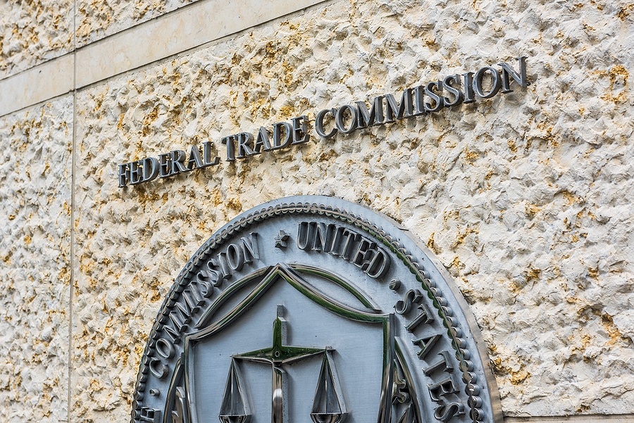 Washington DC USA - July 3 2017: Federal Trade Commission seal sign and logo in downtown